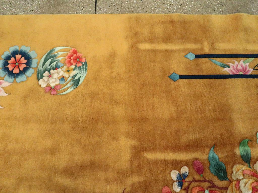 Mid-20th Century Handmade Chinese Art Deco Large Room Size Carpet in Goldenrod 1