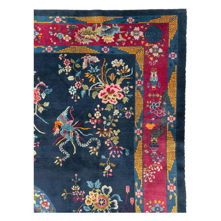 Hand-Knotted Mid-20th Century Handmade Chinese Art Deco Room Size Carpet For Sale