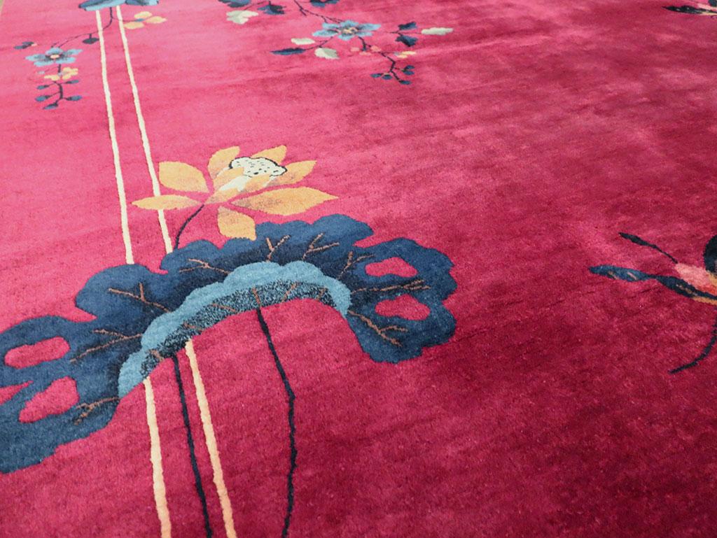 Chinois Tapis chinois art déco fait main du milieu du 20e siècle en vente