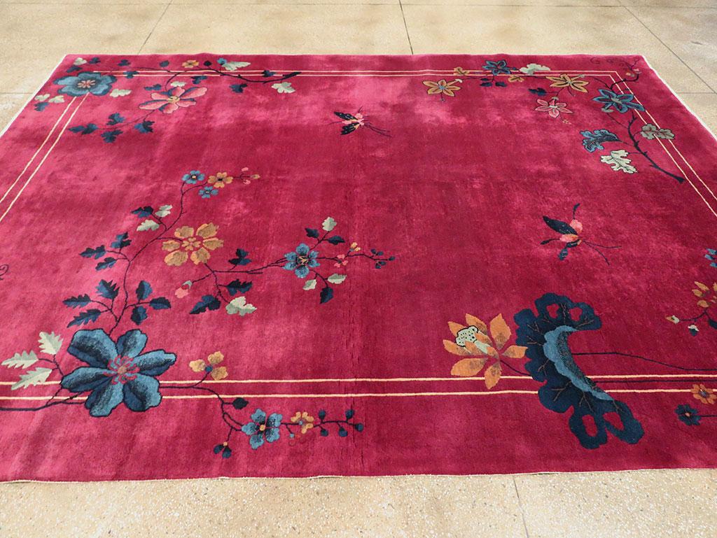 Art déco Tapis chinois art déco fait main du milieu du 20e siècle en vente