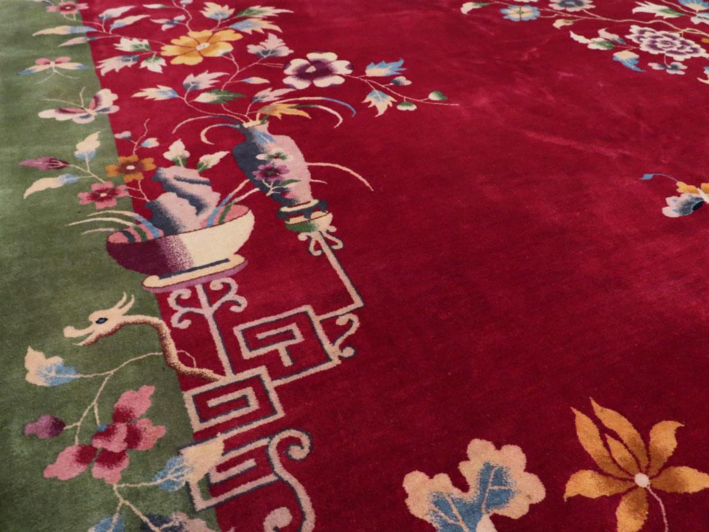 Mid-20th Century Handmade Chinese Art Deco Room Size Carpet For Sale 2