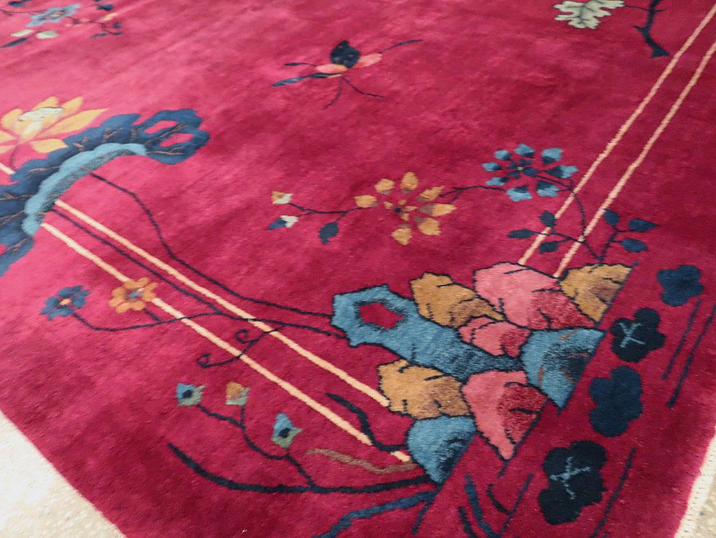 Noué à la main Tapis chinois art déco fait main du milieu du 20e siècle en vente