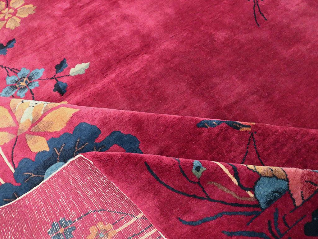 Laine Tapis chinois art déco fait main du milieu du 20e siècle en vente