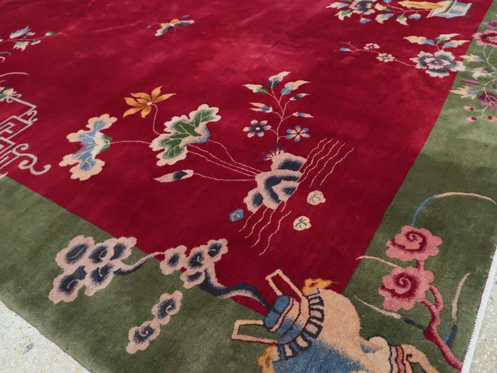 Mid-20th Century Handmade Chinese Art Deco Room Size Carpet For Sale 4