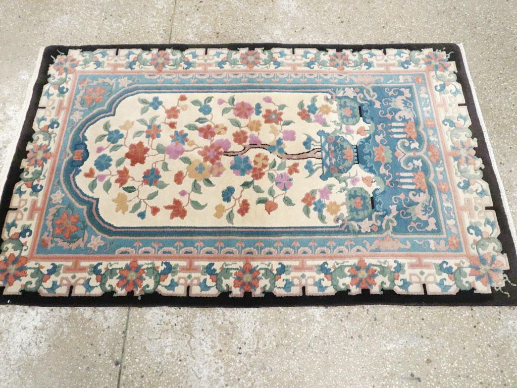 Noué à la main Tapis décoratif chinois Art Déco fait à la main du milieu du 20e siècle en vente