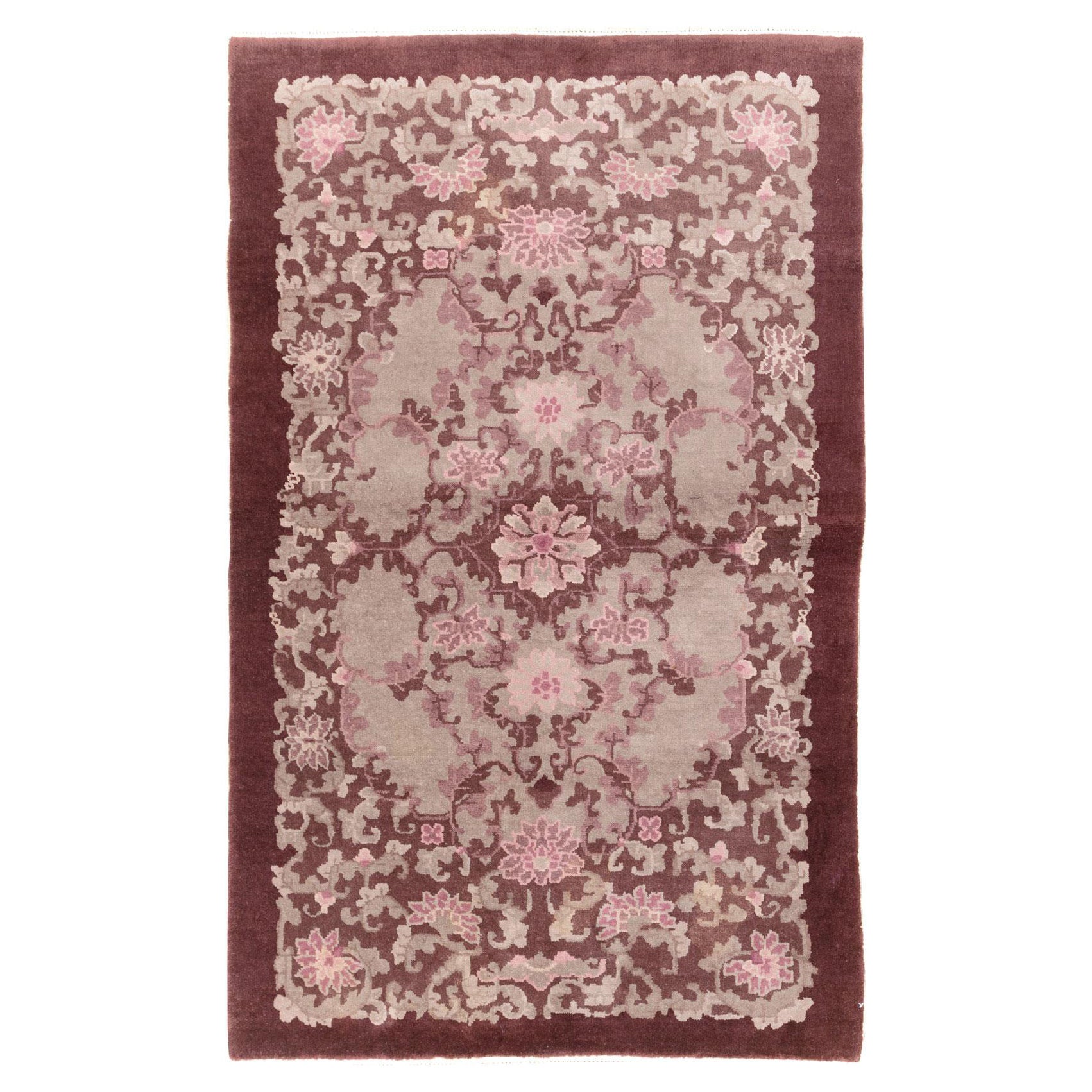 Tapis décoratif Art Déco chinois fait à la main du milieu du 20e siècle