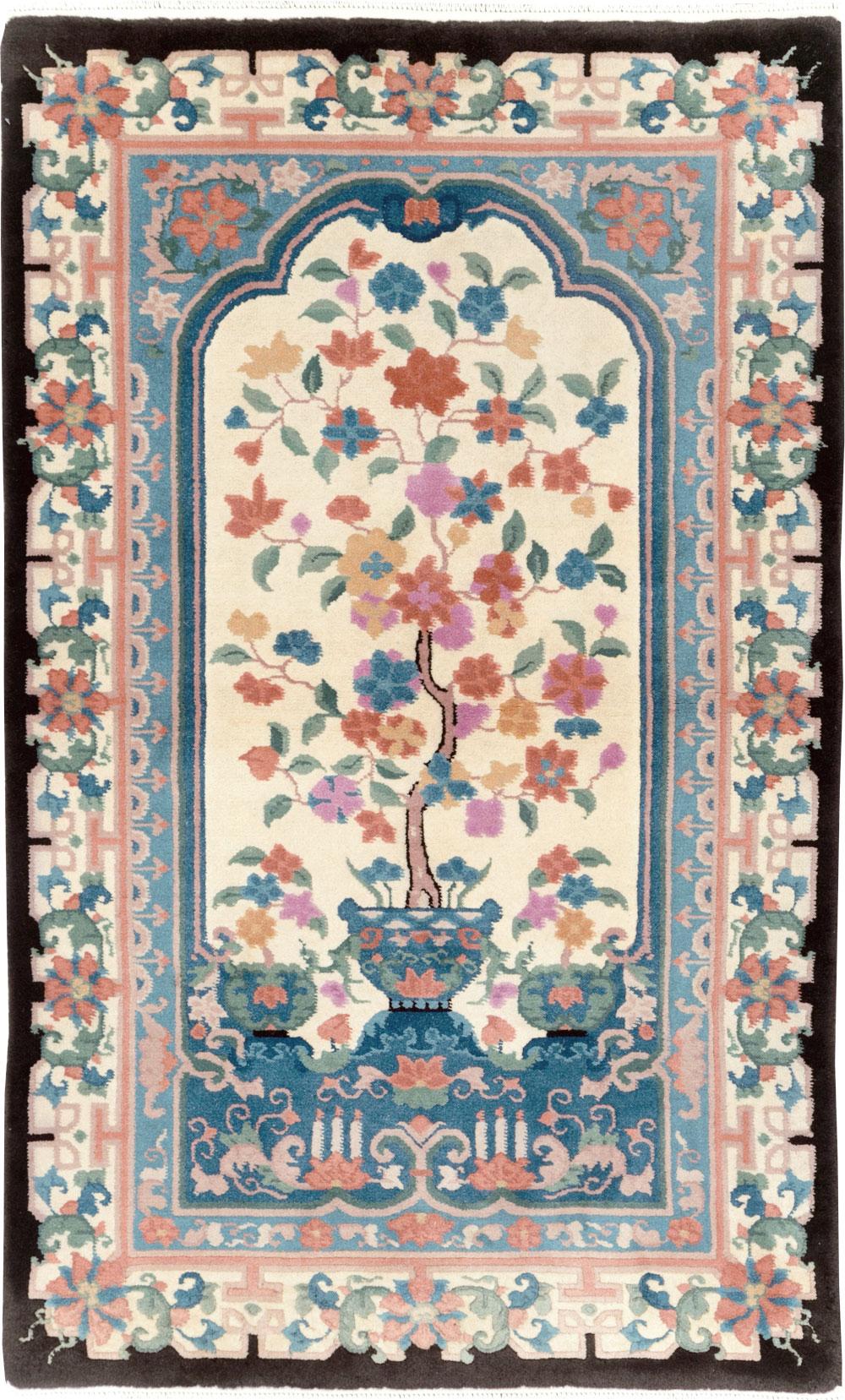 Tapis décoratif Art Déco chinois fait à la main du milieu du 20e siècle en vente