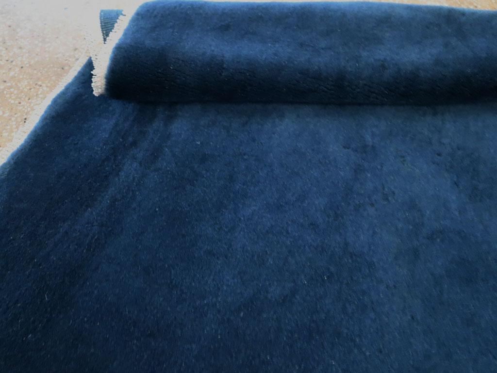Mid-20th Century Handmade Chinese Art Deco Throw Rug in Blue For Sale 4