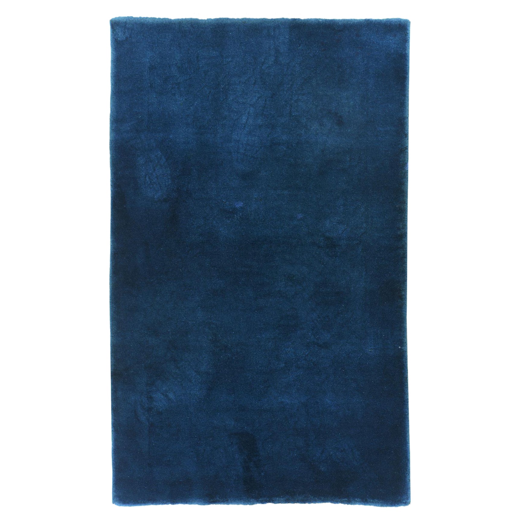 Tapis décoratif chinois Art déco du milieu du 20e siècle, fait à la main en bleu