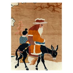 Handgefertigter chinesischer malerischer Art-Déco-Teppich in Zimmergröße, Mitte des 20. Jahrhunderts
