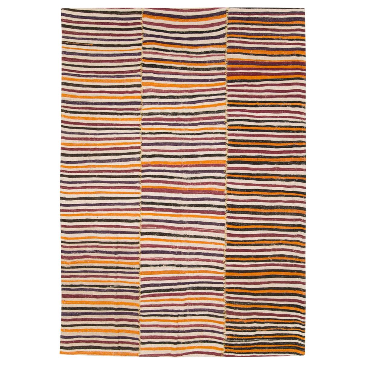 Mid-20th Century Handmade Colorful Persian Flat-Weave Kilim Accent Rug For Sale