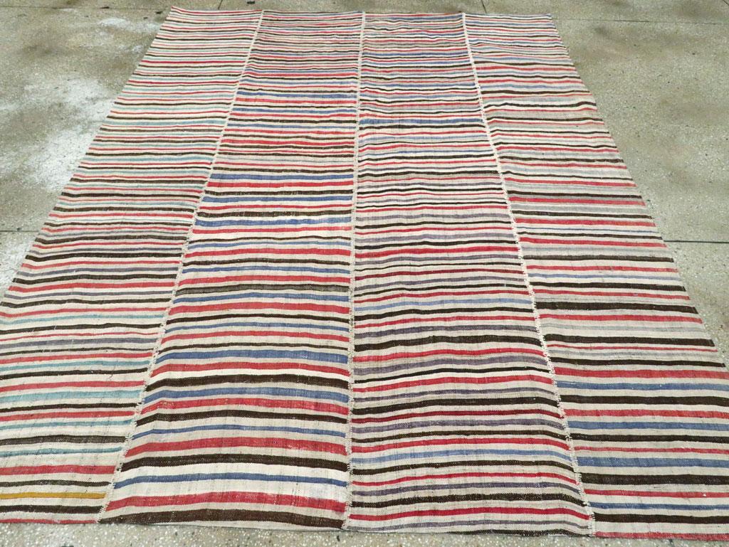 Hand-Woven Mid-20th Century Handmade Colorful Persian Flat-Weave Kilim Accent Rug For Sale