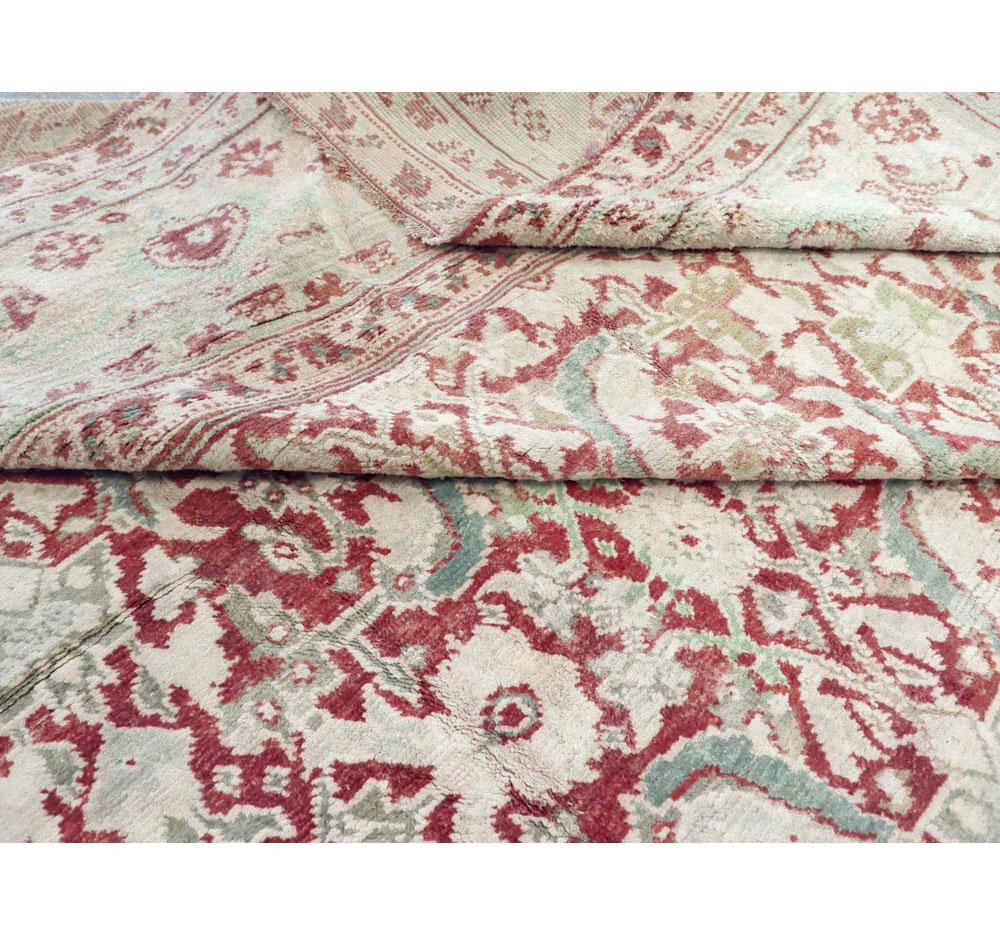 Mid-20th Century Handmade Cotton Agra Room Size Carpet For Sale 4