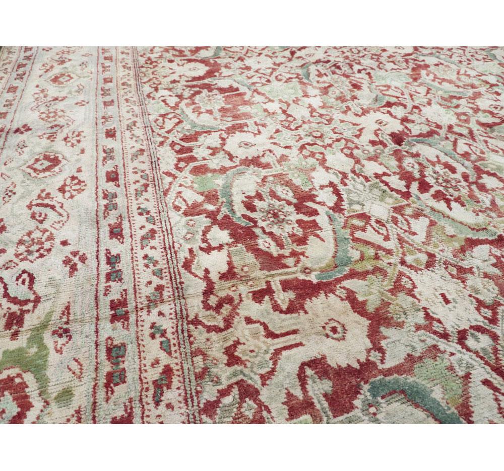 Mid-20th Century Handmade Cotton Agra Room Size Carpet In Good Condition For Sale In New York, NY