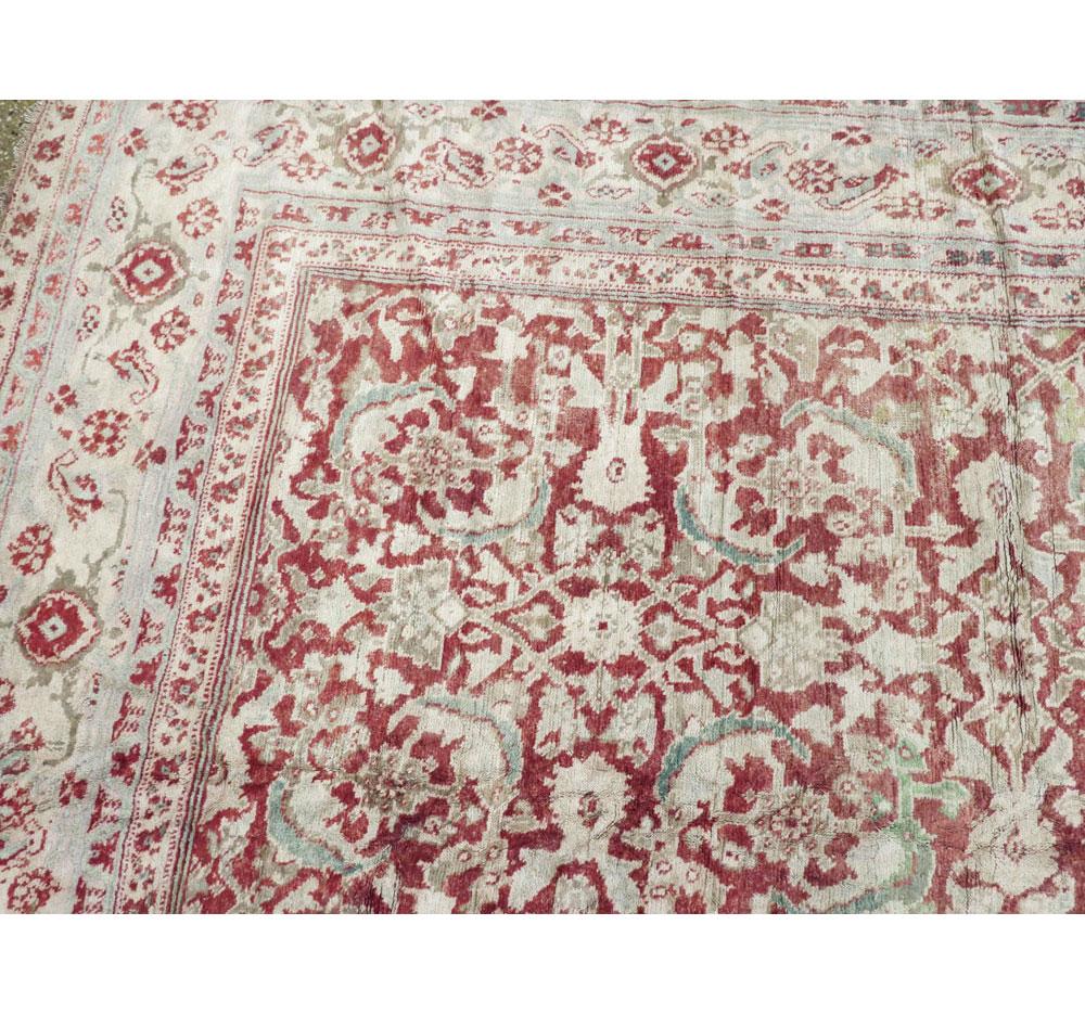 Mid-20th Century Handmade Cotton Agra Room Size Carpet For Sale 1