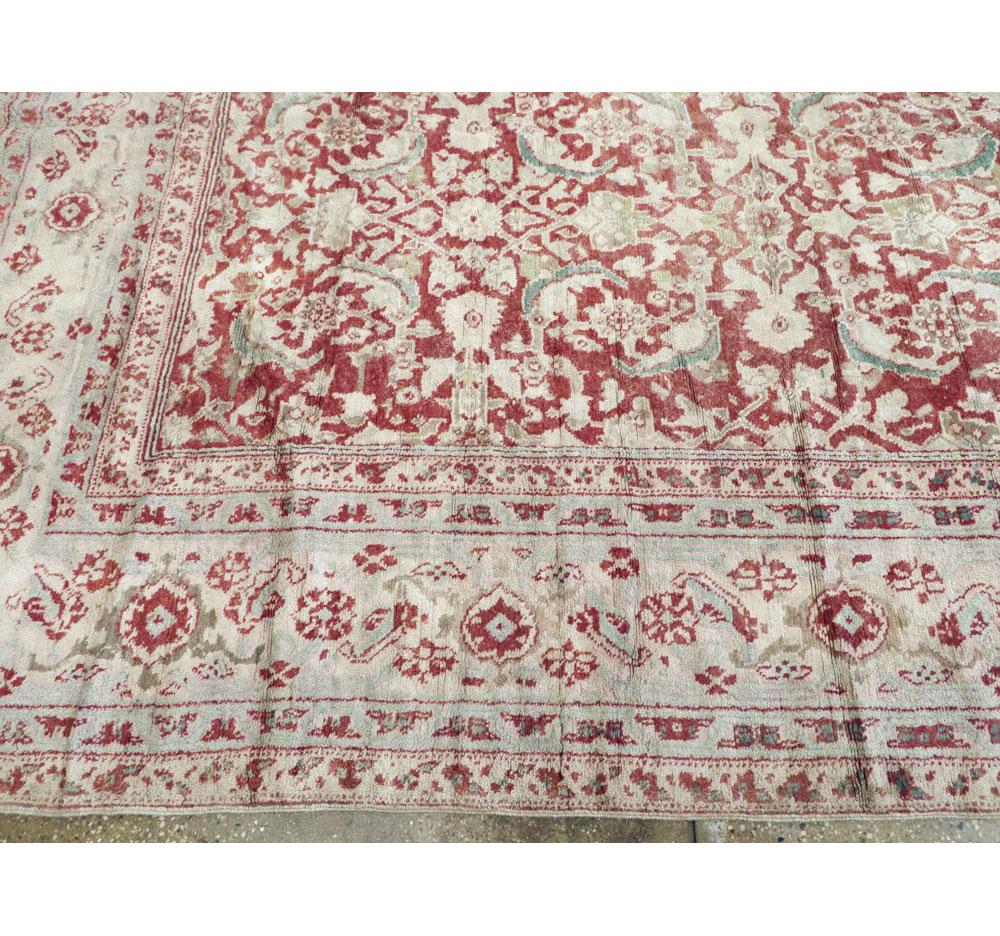 Mid-20th Century Handmade Cotton Agra Room Size Carpet For Sale 2