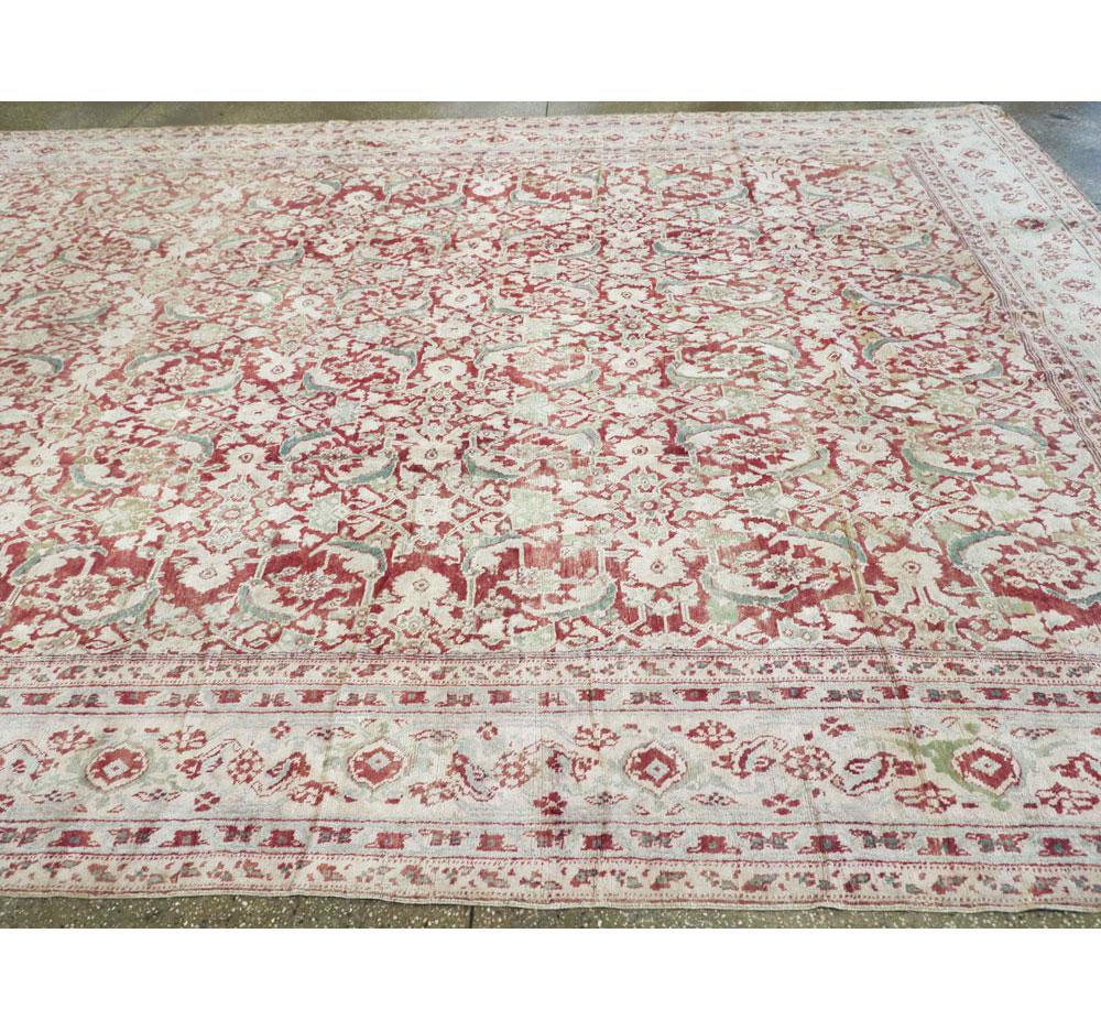Mid-20th Century Handmade Cotton Agra Room Size Carpet For Sale 3