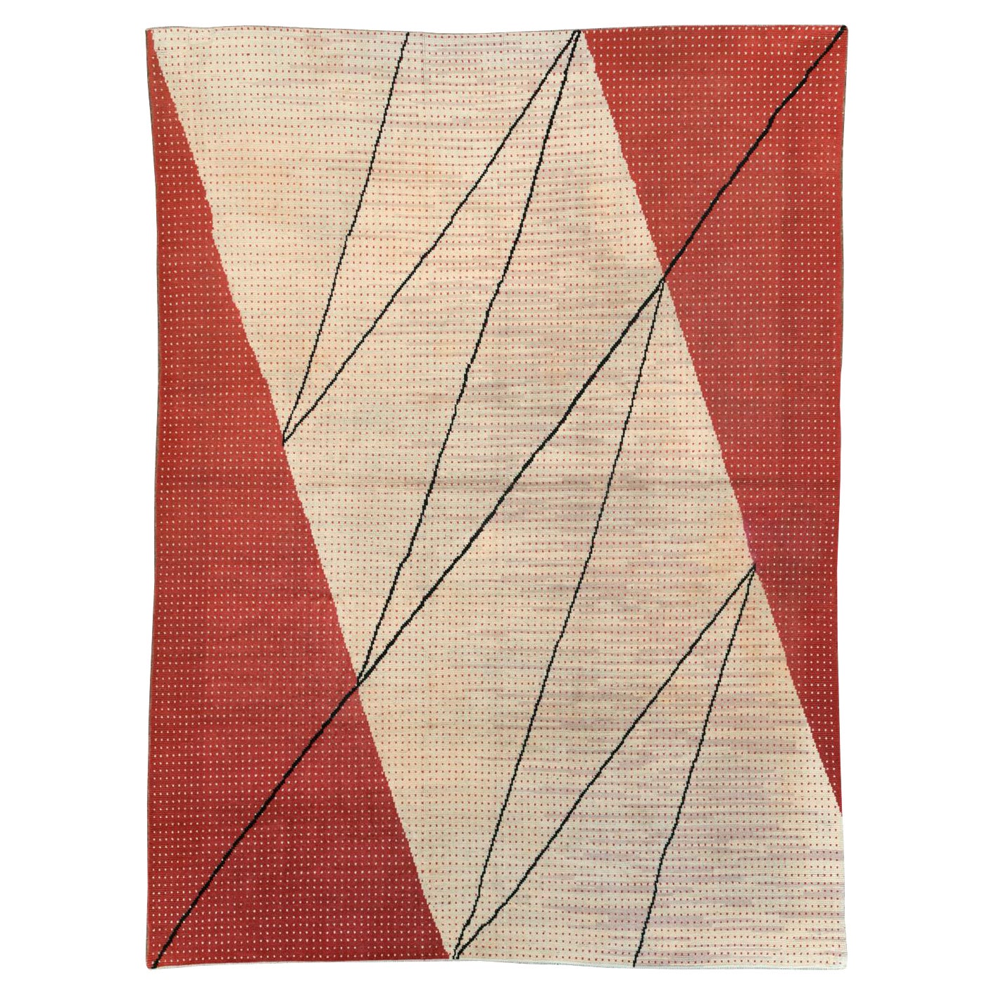 Tappeto di Antonin Kybal della metà del 20° secolo, fatto a mano, in stile Art Deco ceco, di grandi dimensioni, per una stanza. in vendita