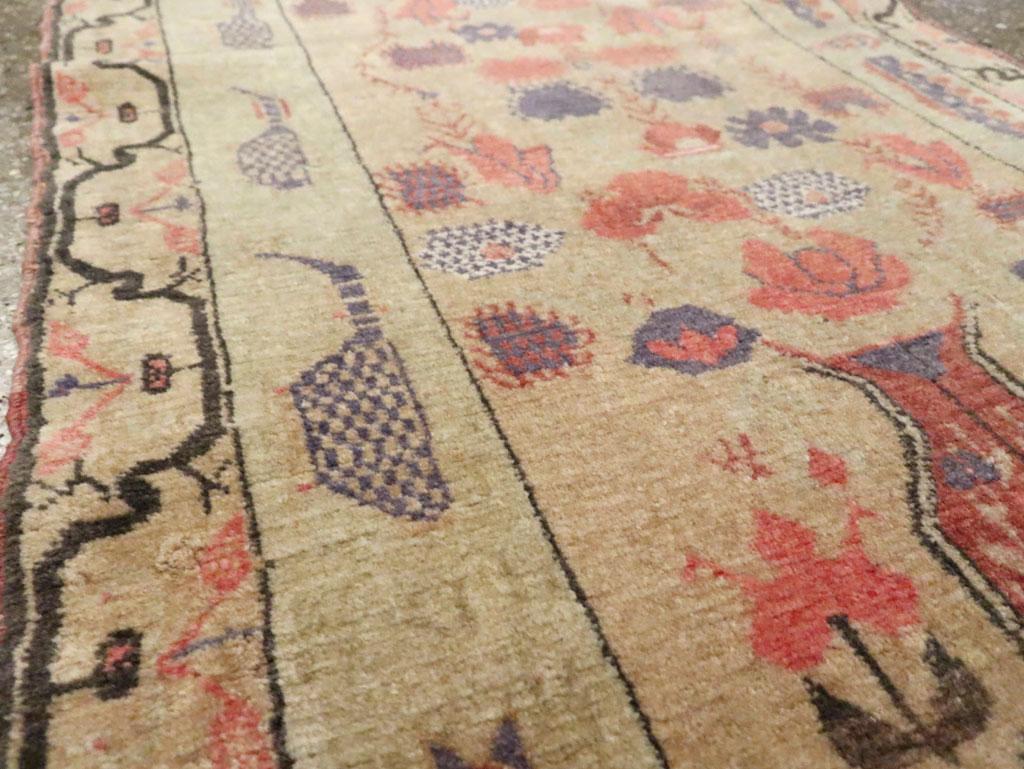 Hand-Knotted Mid-20th Century Handmade East Turkestan Khotan Runner