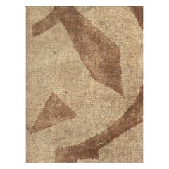 Mid-20th Century Handmade English Art Deco Style Throw Rug in Brown