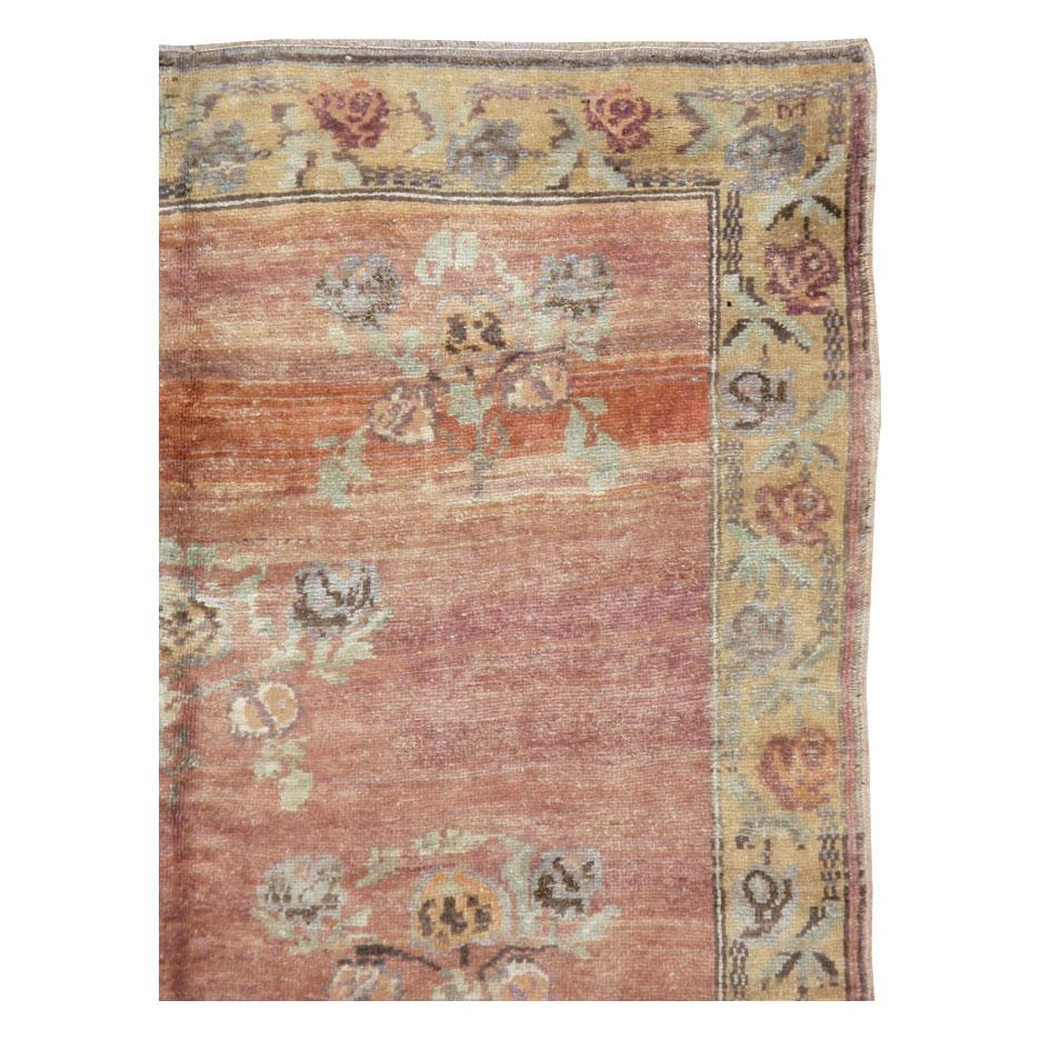 Oushak Mid-20th Century Handmade European Inspired Turkish Gallery Accent Rug For Sale