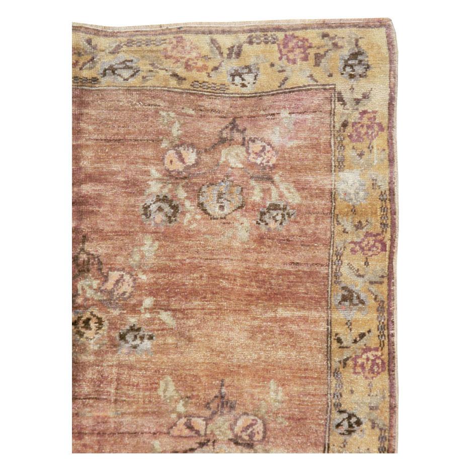 Hand-Knotted Mid-20th Century Handmade European Inspired Turkish Gallery Accent Rug For Sale