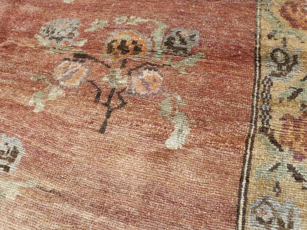 Wool Mid-20th Century Handmade European Inspired Turkish Gallery Accent Rug For Sale