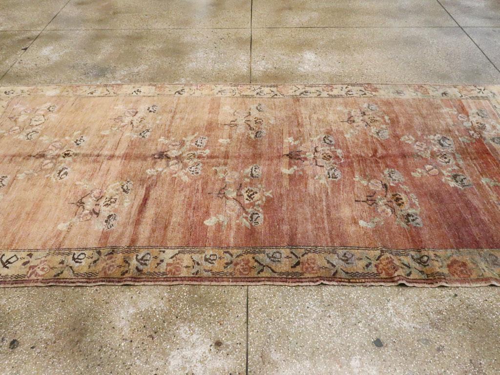 Mid-20th Century Handmade European Inspired Turkish Gallery Accent Rug For Sale 1