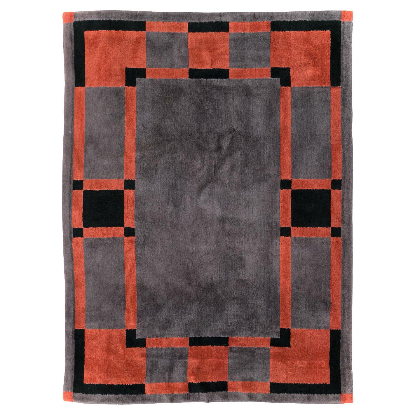 Tapis d'appoint Art déco français fait à la main au milieu du 20e siècle