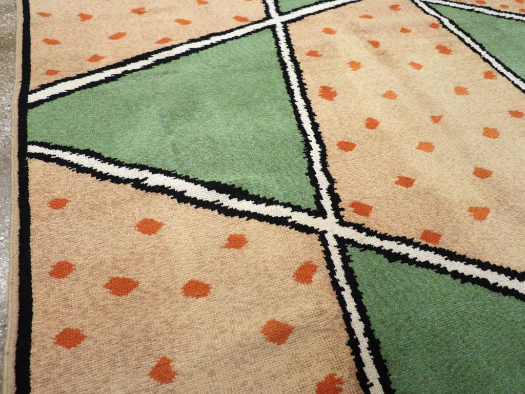 Hand-Knotted Mid-20th Century Handmade French Art Deco Room Size Carpet For Sale