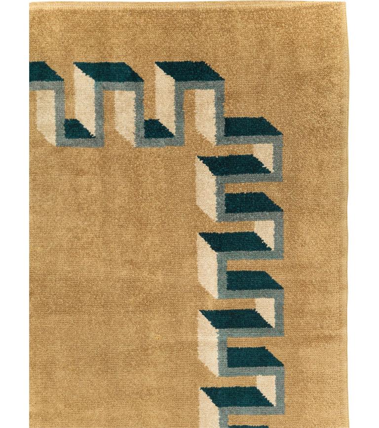 Art Déco Tappeto di dimensioni pari alla metà del 20° secolo, realizzato a mano in stile Art Deco francese. in vendita