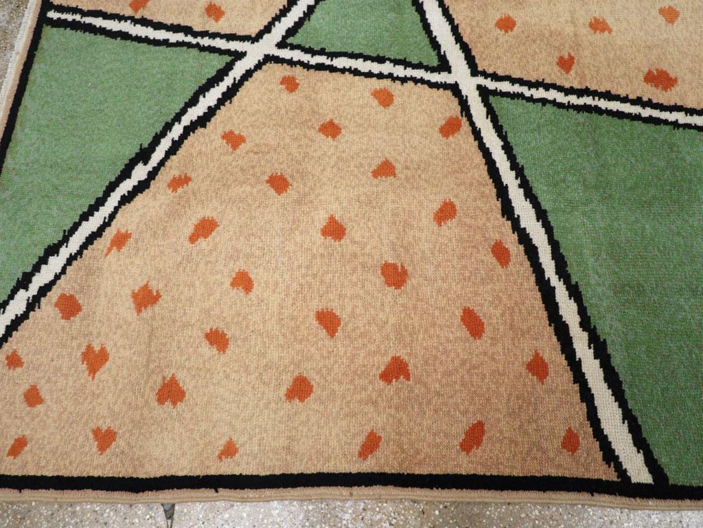 Wool Mid-20th Century Handmade French Art Deco Room Size Carpet For Sale