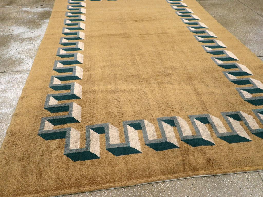 Mid-20th Century Handmade French Art Deco Room Size Carpet For Sale 1