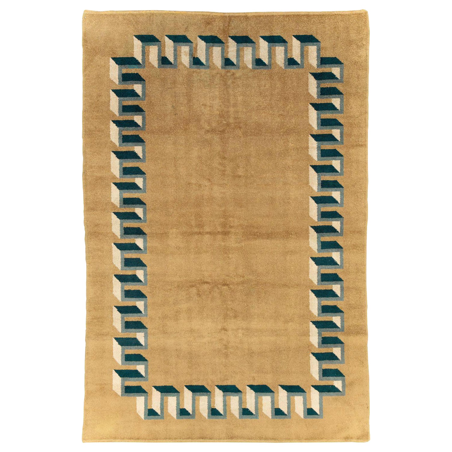 Mid-20th Century Handmade French Art Deco Room Size Carpet