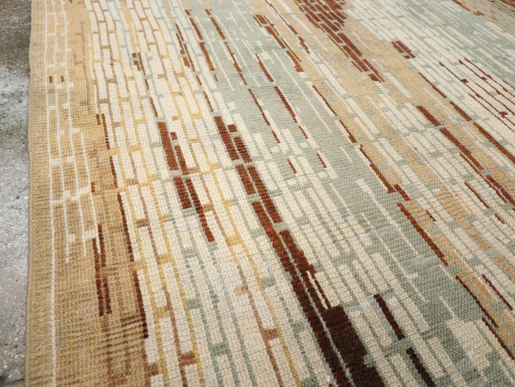Hand-Knotted Mid-20th Century Handmade French Art Deco Small Room Size Carpet For Sale