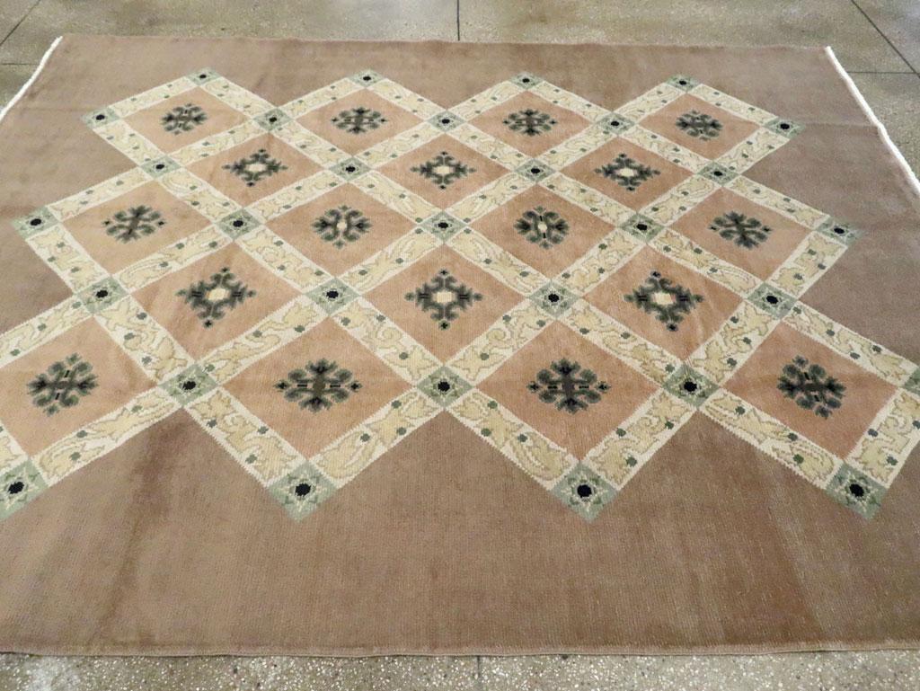 Wool Mid-20th Century Handmade French Moderne Accent Rug by Leleu