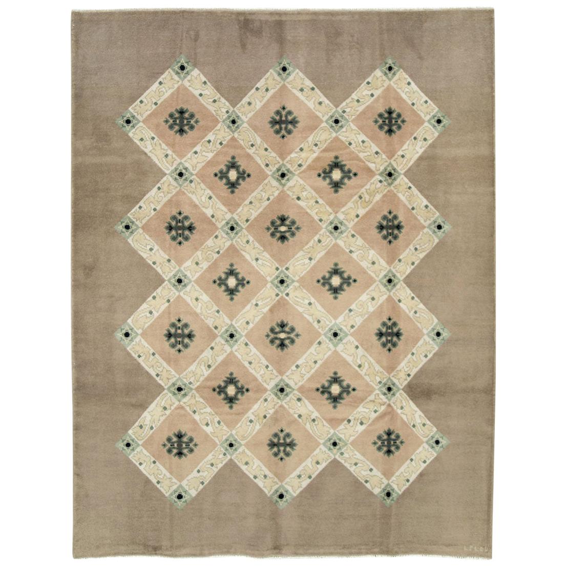 Mid-20th Century Handmade French Moderne Accent Rug by Leleu