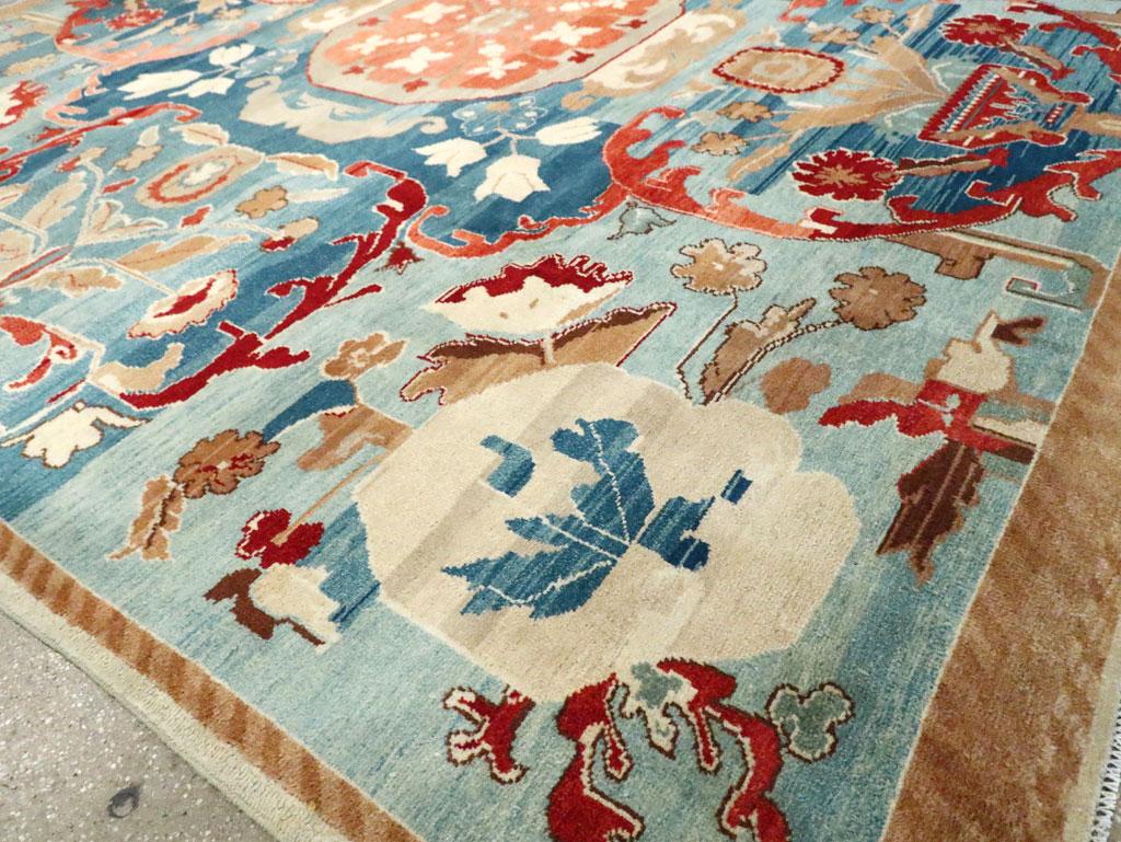 Mid-20th Century Handmade Indian Art Deco Square Room Size Carpet For Sale 3