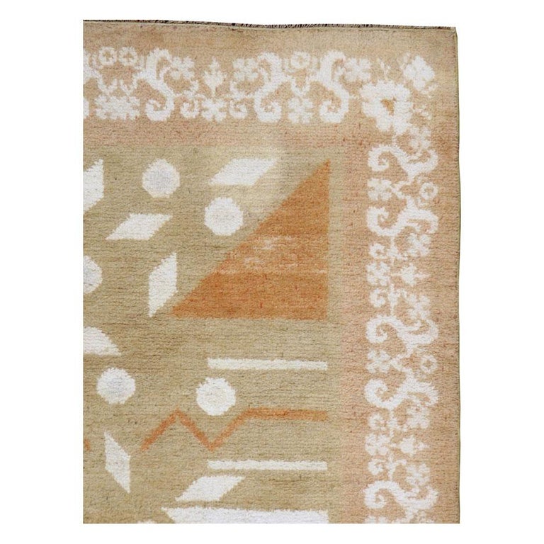 Modern Mid-20th Century, Handmade Indian Cotton Agra Accent Rug For Sale