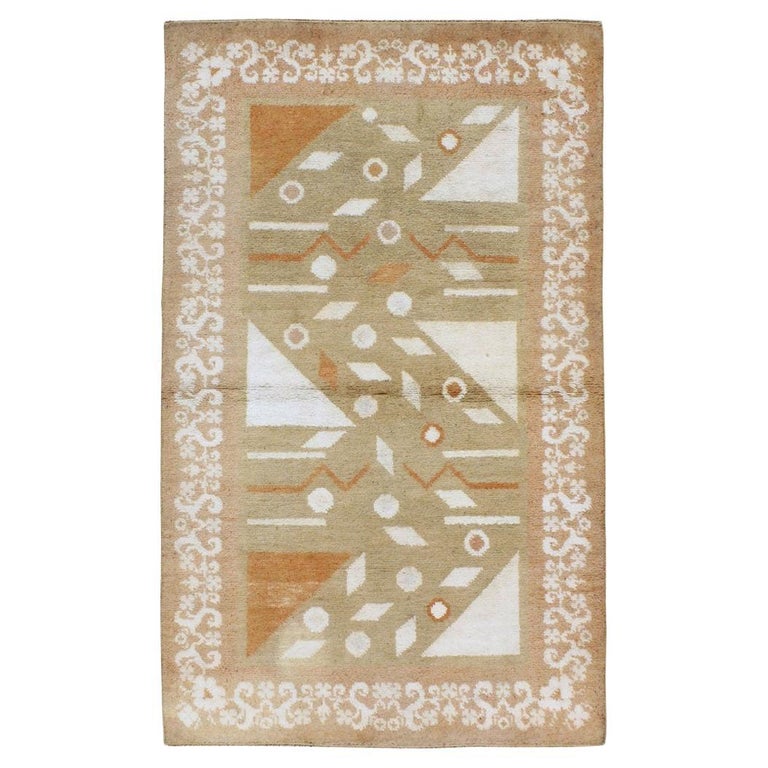 Mid-20th Century, Handmade Indian Cotton Agra Accent Rug For Sale