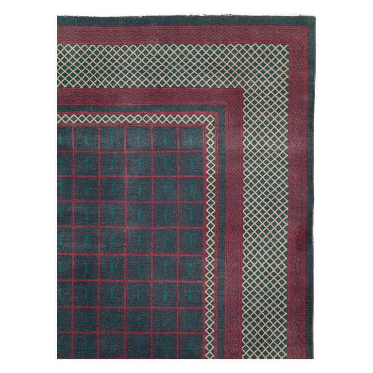 Mid20th Century Handmade Indian Lahore Art Deco Inspired Room Size