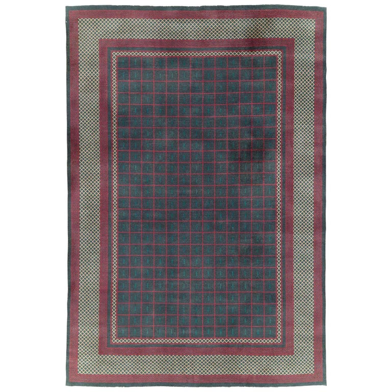 Mid20th Century Handmade Indian Lahore Art Deco Inspired Room Size