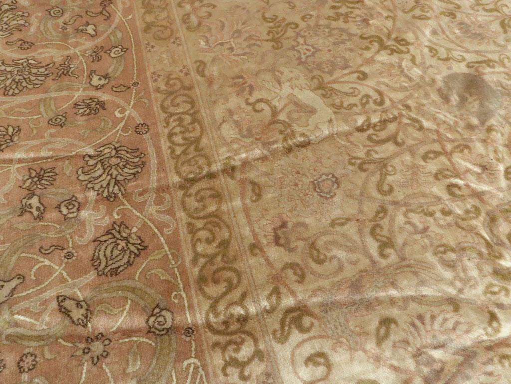 Großer indischer Teppich in Zimmergröße, handgefertigt, Lahore, Mitte des 20. Jahrhunderts im Zustand „Gut“ im Angebot in New York, NY