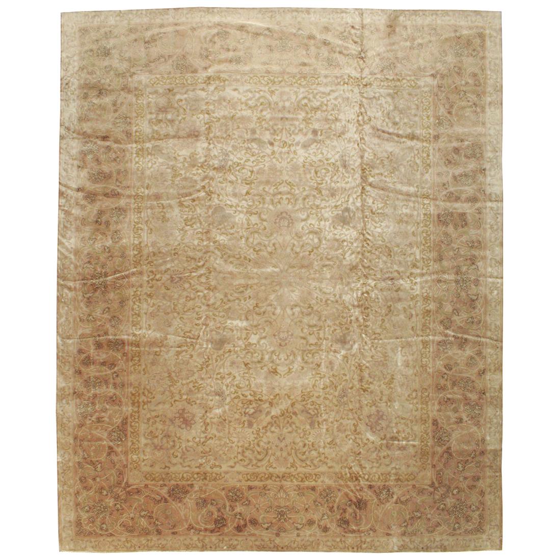 Mid-20th Century Handmade Indian Lahore Large Room Size Carpet For Sale