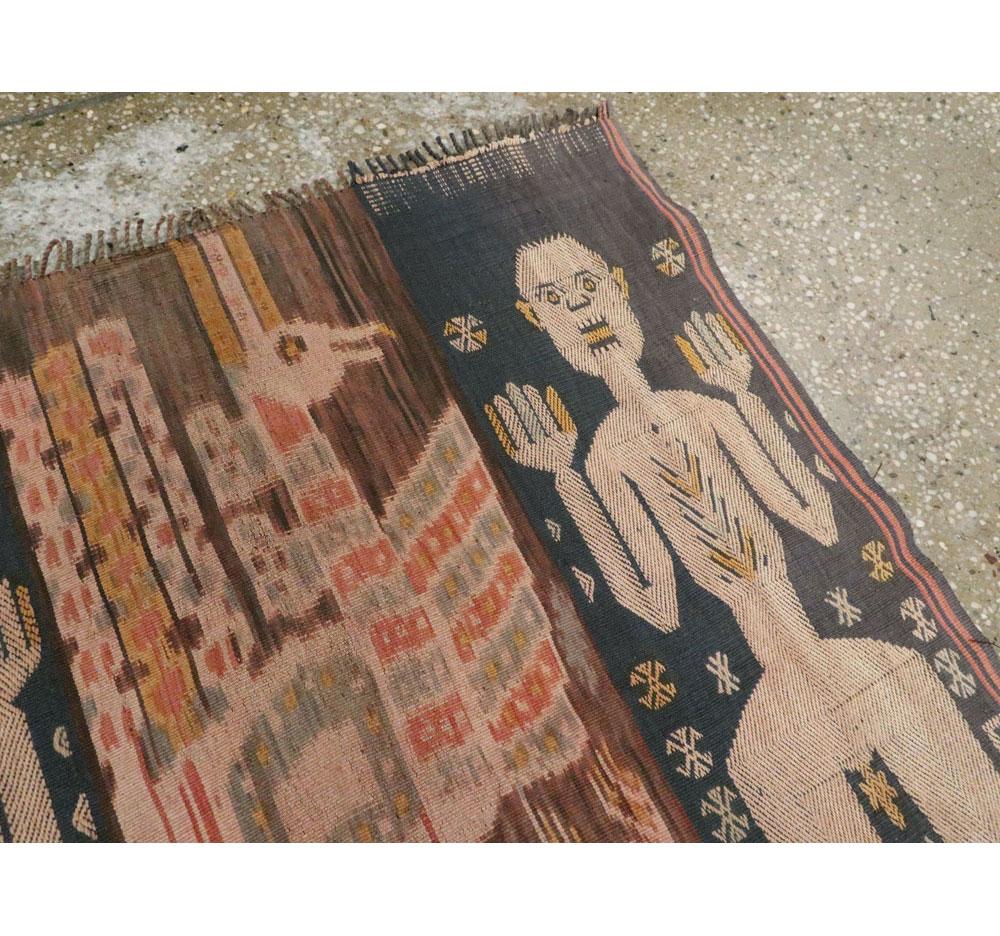 Mitte des 20. Jahrhunderts handgefertigter indonesischer Textil-Läufer-Teppich (Wolle) im Angebot