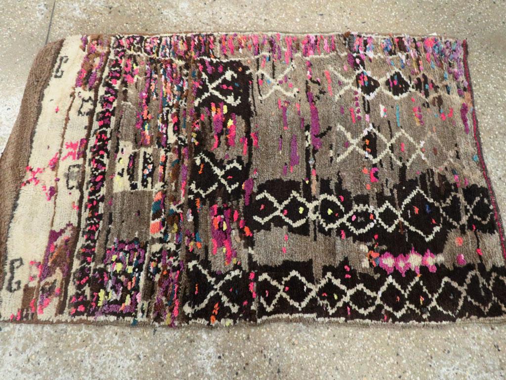 Contemporary Handmade Moroccan Inspired Turkish Tribal Scatter Rug In Excellent Condition For Sale In New York, NY