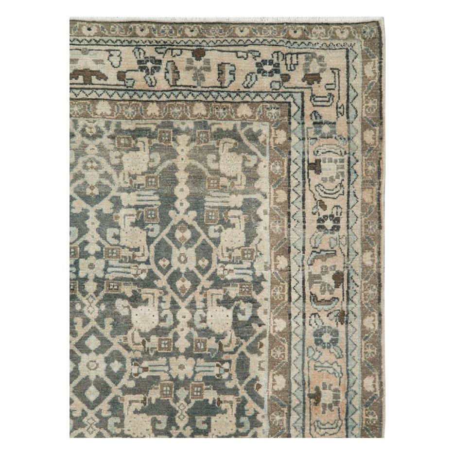Rustic Mid-20th Century Handmade Persian Modern Farmhouse Accent Rug in Grey For Sale