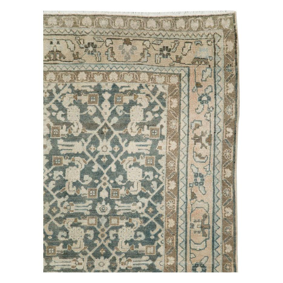 Hand-Knotted Mid-20th Century Handmade Persian Modern Farmhouse Accent Rug in Grey For Sale