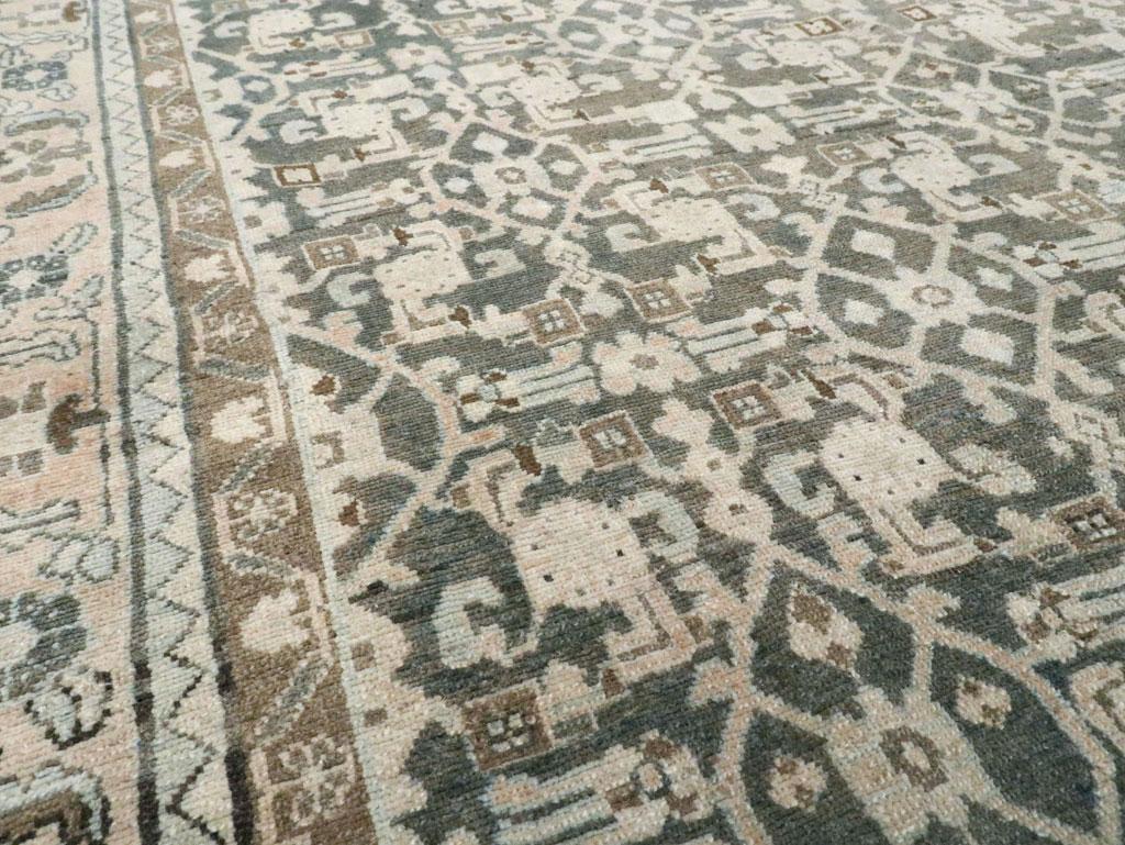 Wool Mid-20th Century Handmade Persian Modern Farmhouse Accent Rug in Grey For Sale