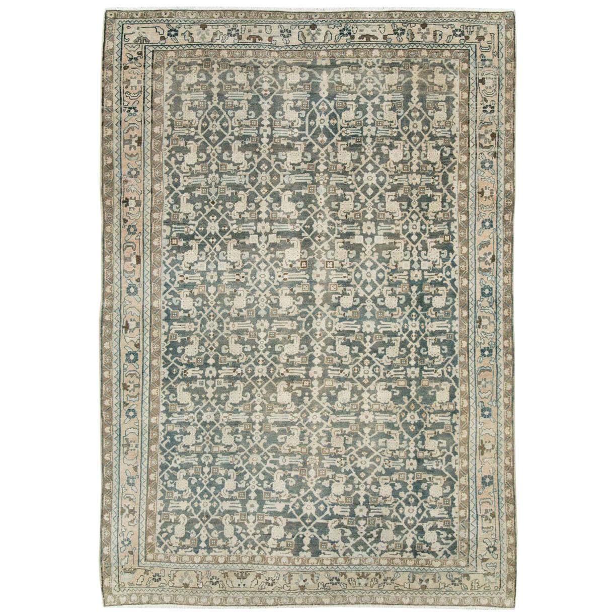 Mid-20th Century Handmade Persian Modern Farmhouse Accent Rug in Grey For Sale